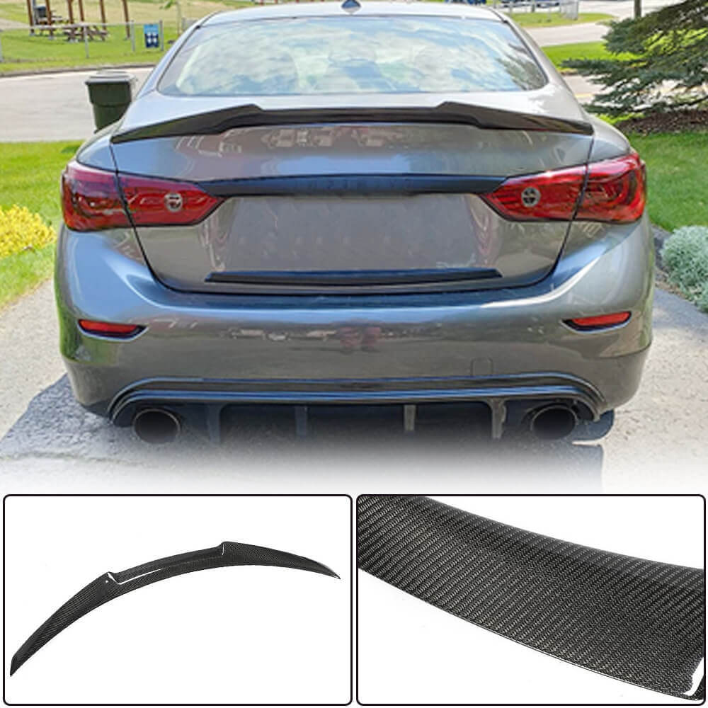 For Infiniti Q50 Q50S 2014-2022 Carbon Fiber Rear Trunk Spoiler Boot Wing  Lip