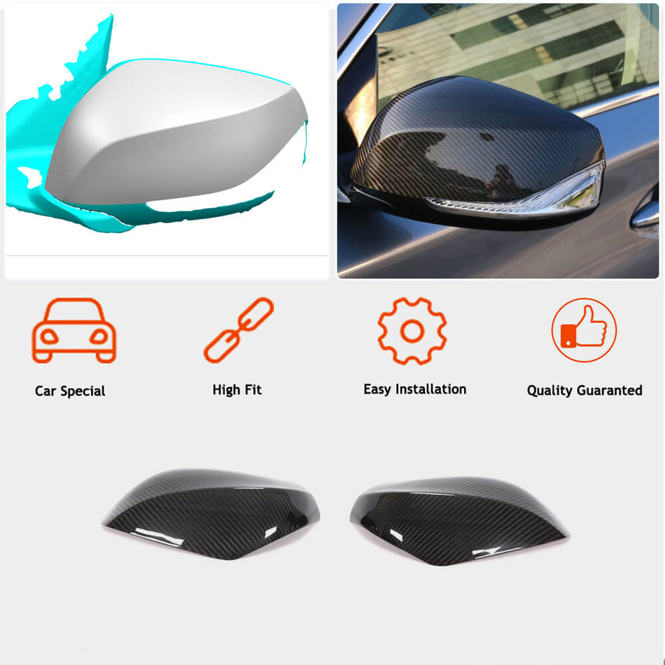 Infiniti Q50 Q50S Q60 Q60S Q70 Mirror Covers Add-on Style Dry Carbon Fiber-Ahacarbon