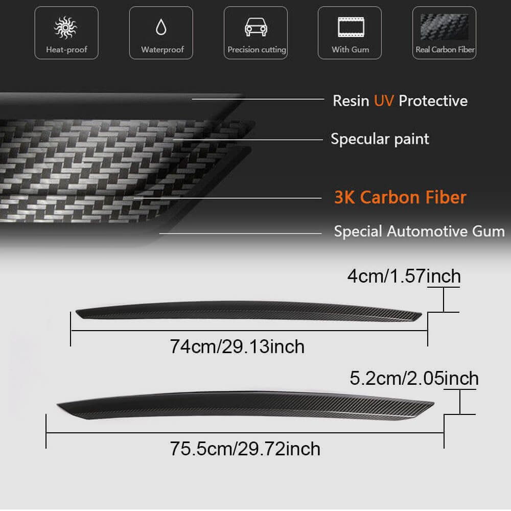 X-engineclub Real Carbon Fiber Rear Trunk Lid Trim Cover – Fits 2014-2017 Infiniti Q50 (2-Piece Set)
