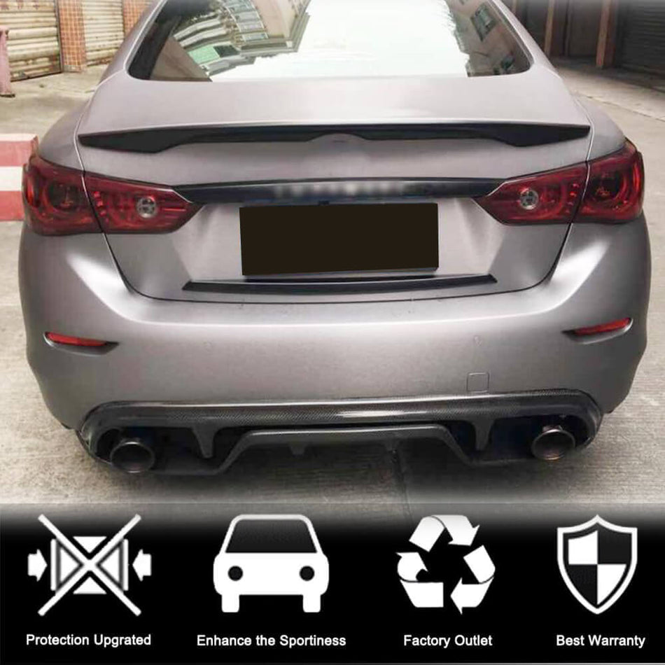 For Infiniti Q50 Q50S 2014-2017 Carbon Fiber Rear Bumper Diffuser Valance Lip