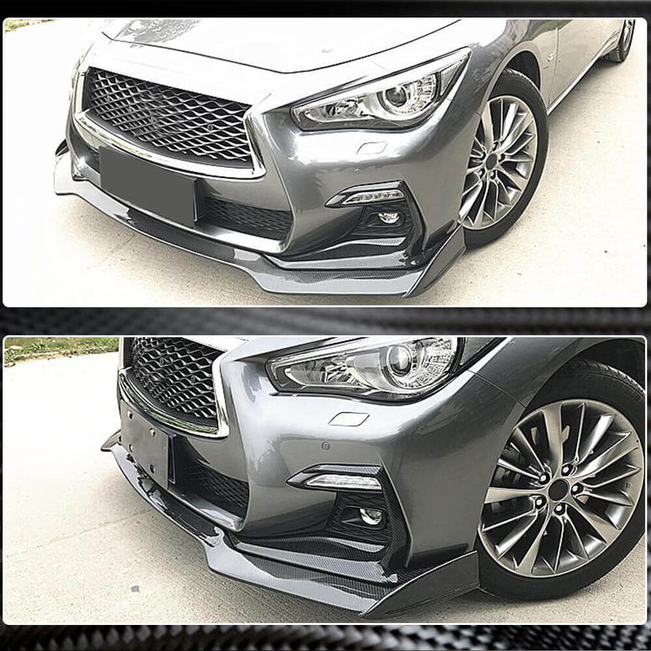 Infiniti Q50 Sport Sedan 2018-2022 Front Bumper Lip Carbon Fiber-Ahacarbon