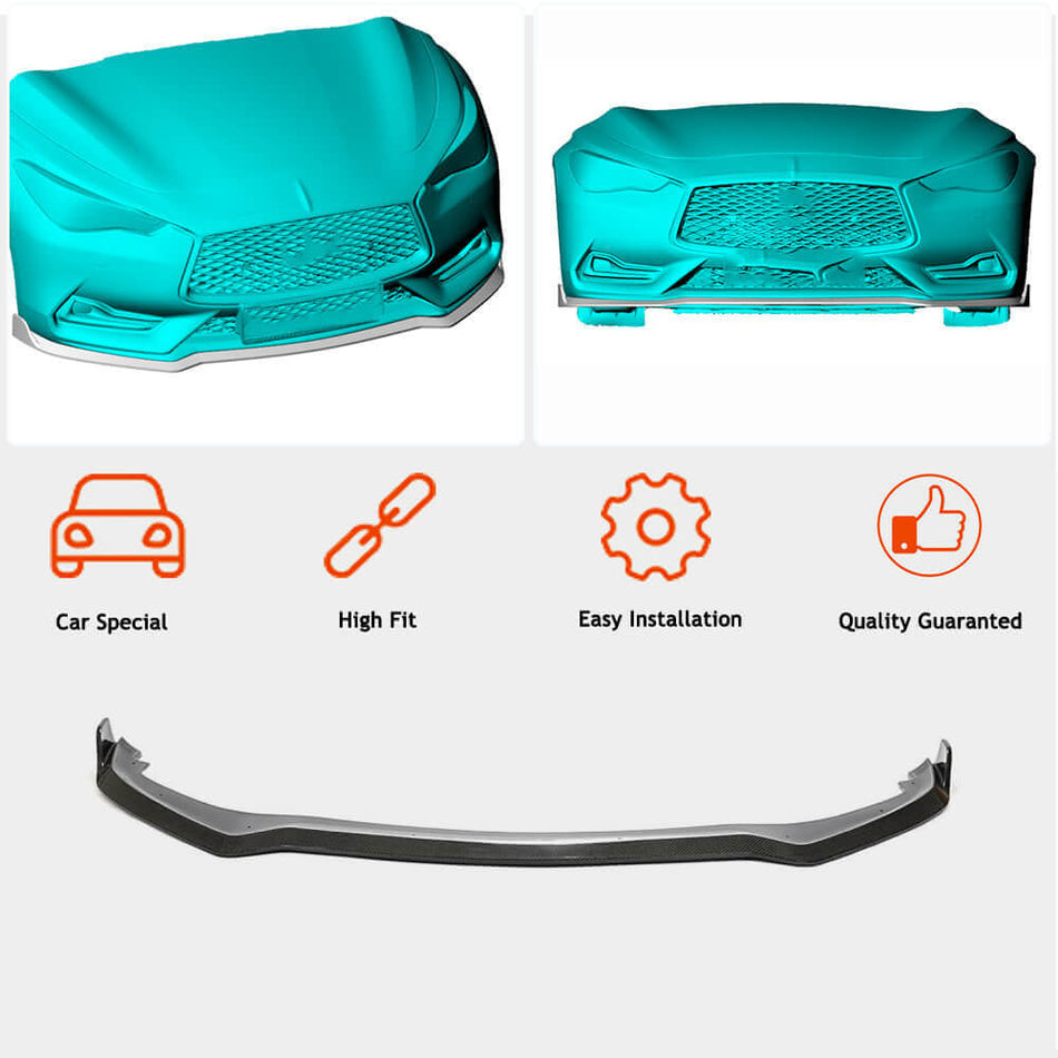For Infiniti Q60 2017-2022 Carbon Fiber Front Bumper Lip Chin Spoiler Wide Body Kit