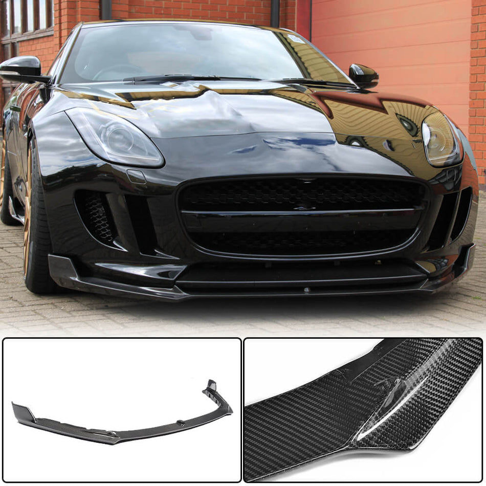 For Jaguar F-TYPE 2013-2017 Carbon Fiber Front Bumper Lip Chin Spoiler Wide Body Kit