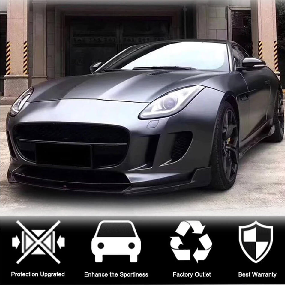 For Jaguar F-TYPE 2013-2017 Carbon Fiber Front Bumper Lip Chin Spoiler Wide Body Kit