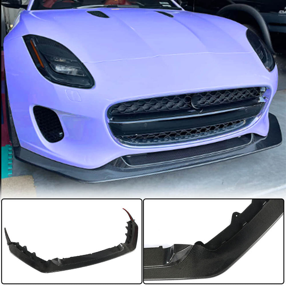For Jaguar F-TYPE Base 2017-2019 Carbon Fiber Front Bumper Lip Spoiler Wide Body Kit