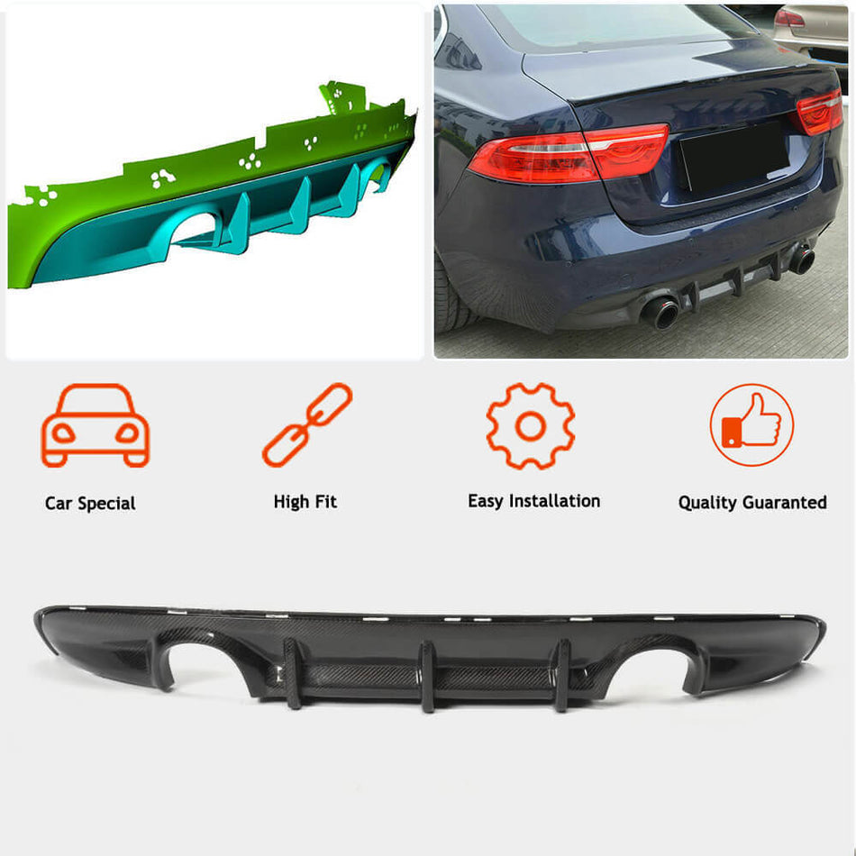 For Jaguar XE X760 Sedan Carbon Fiber Rear Bumper Diffuser Valance Lip Wide Body Kit