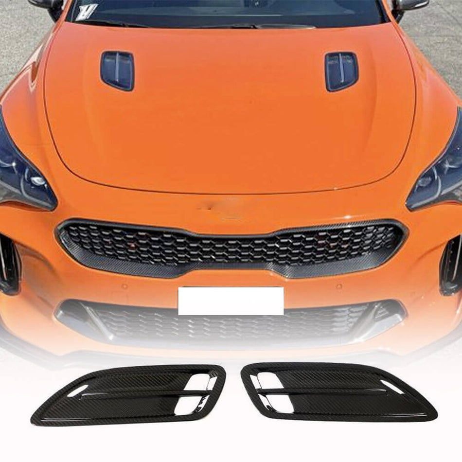 For Kia Stinger 2018-2023 Dry Carbon Fiber Front Hood Insert Air Intake Vents Grill Cover