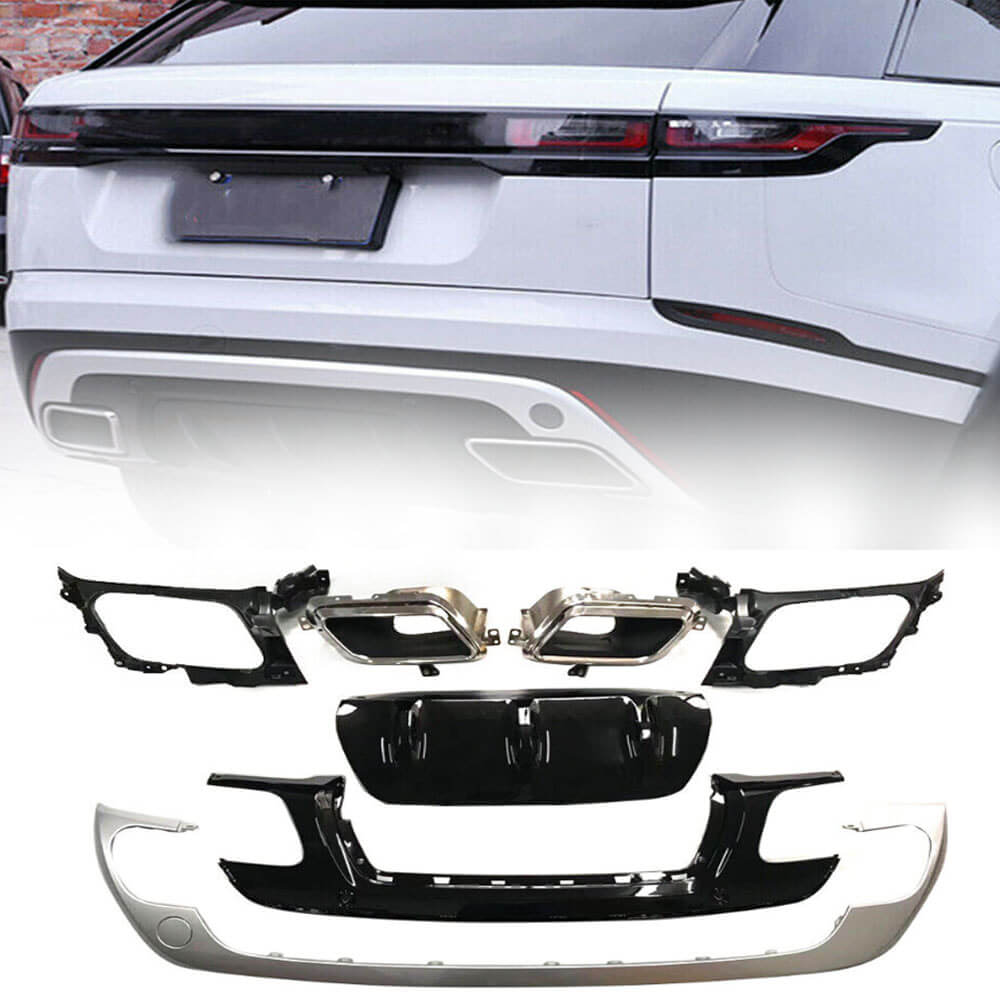 Land Rover Rear Diffuser Land Rove Range Rover Velar 2017-2021 Silver Rear Bumper Diffuser With