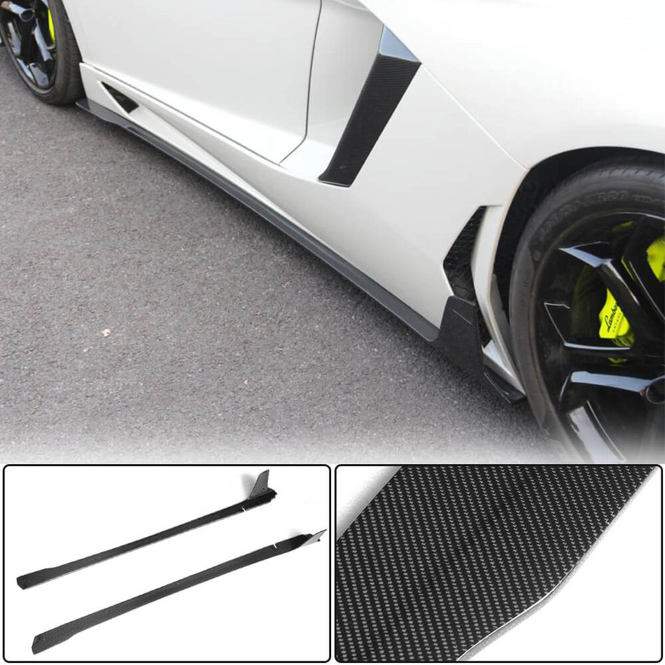 For Lamborghini Aventador LP700-4 Carbon Fiber Side Skirts Door Rocker Panels Extension Lip