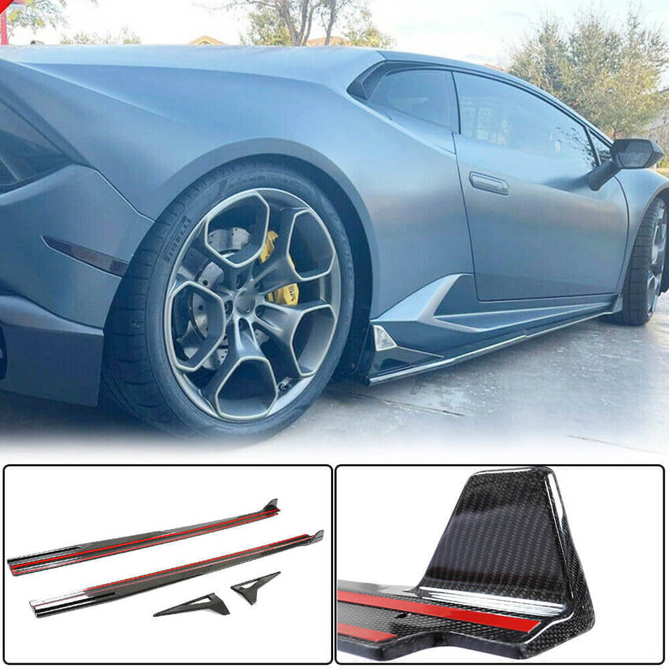For Lamborghini Huracan LP580-2 LP610-4 LP580-2 Carbon Fiber Side Skirts Door Rocker Panels Extension Lip