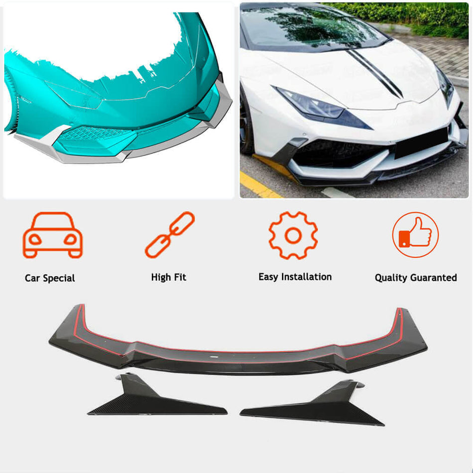 For Lamborghini Huracan LP600 LP610 Dry Forged Carbon Fiber Front Bumper Lip Spoiler Wide Body Kit