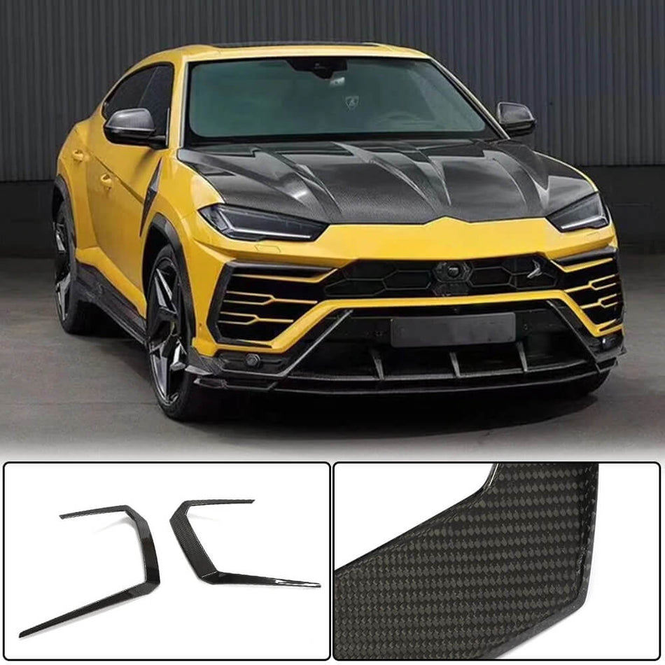For Lamborghini Urus Dry Carbon Fiber Front Bumper Fins Canard Air Intake Vents Wide Body Kit