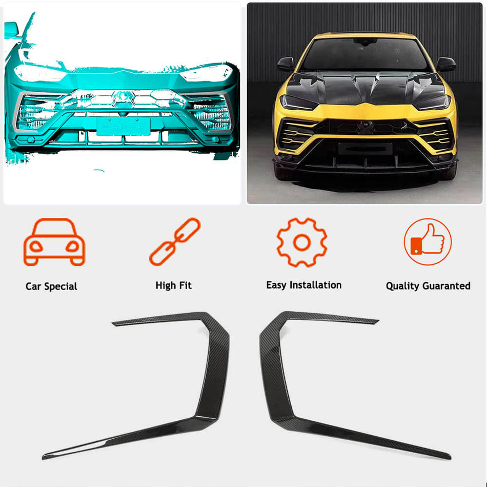 For Lamborghini Urus Dry Carbon Fiber Front Bumper Fins Canard Air Intake Vents Wide Body Kit