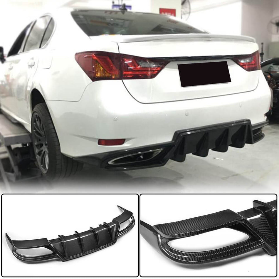 For Lexus GS350 F Sport 2012-2015 Carbon Fiber Rear Bumper Diffuser Valance Lip Wide Body Kit