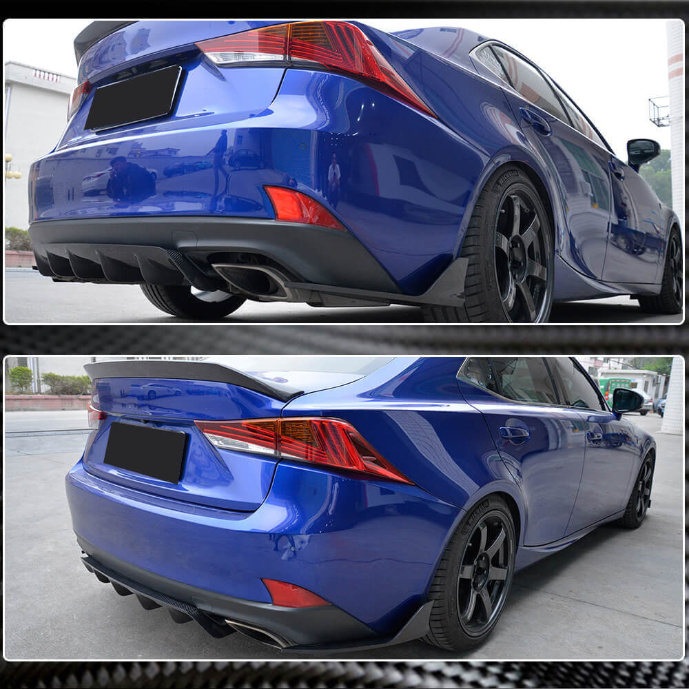 Lexus IS300 IS350 F Sport Carbon Fiber Rear Bumper Canard Splitter Flaps
