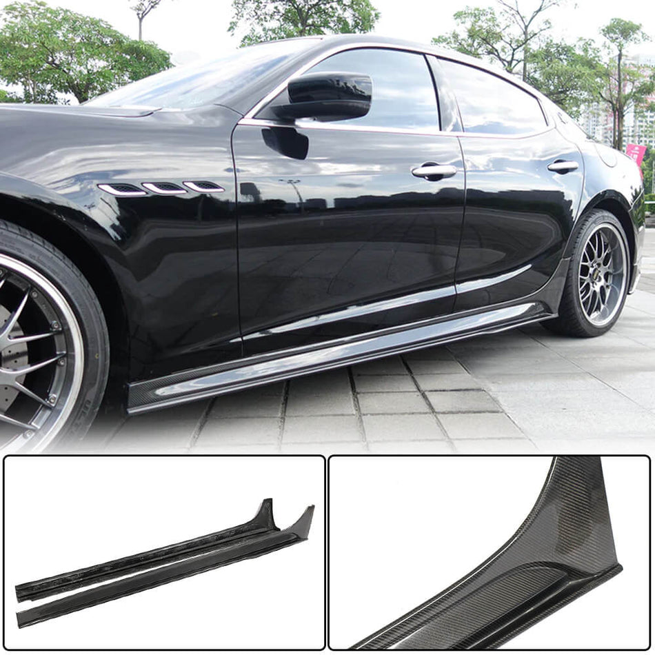 For Maserati Ghibli S Q4 M157 Carbon Fiber Side Skirts Door Rocker Panels Extension Lip