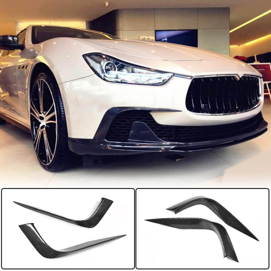 For Maserati Ghibli S Q4 M157 Pre-facelift Carbon Fiber Front Bumper Fins Air Vent Canards Aero Flicks