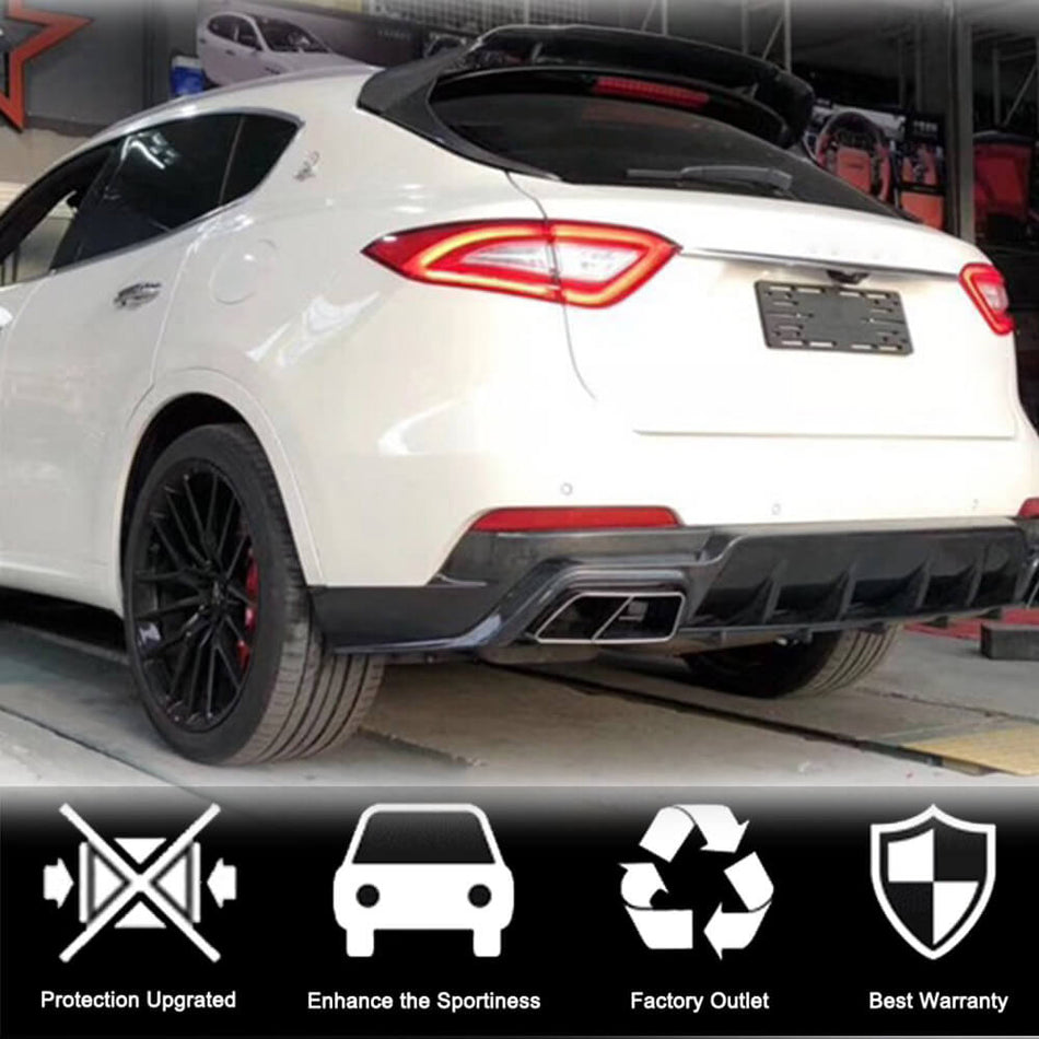 For Maserati Levante Carbon Fiber Rear Bumper Diffuser Valance Lip Wide Body Kit