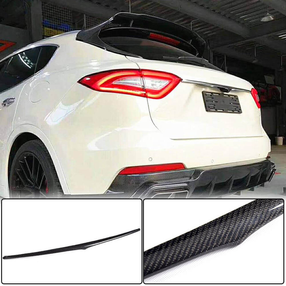 For Maserati Levante Carbon Fiber Rear Trunk Tail Cover Trim Cargo Lid Cover Tailgate Door Garnish Sticker