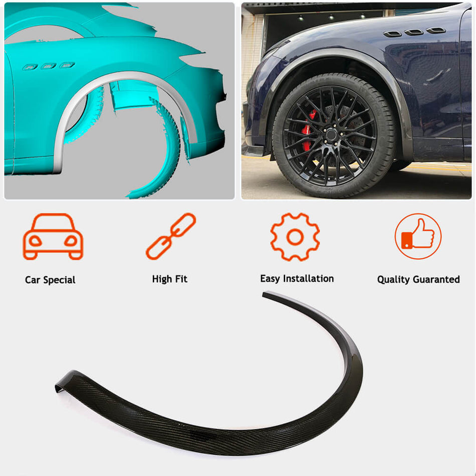 For Maserati Levante Carbon Fiber Wheel Arch Flares Molding Eyebrows Trims