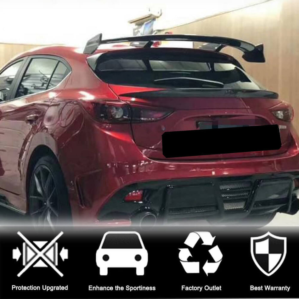 For Mazda 3 Axela Carbon Fiber Rear Roof Spoiler Window Wing Lip