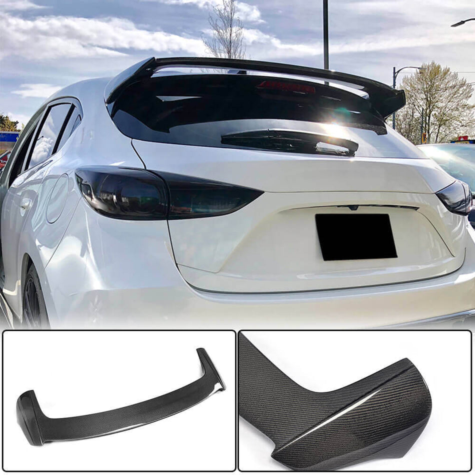 For Mazda 3 Axela Carbon Fiber Rear Roof Window Spoiler Wing Lip