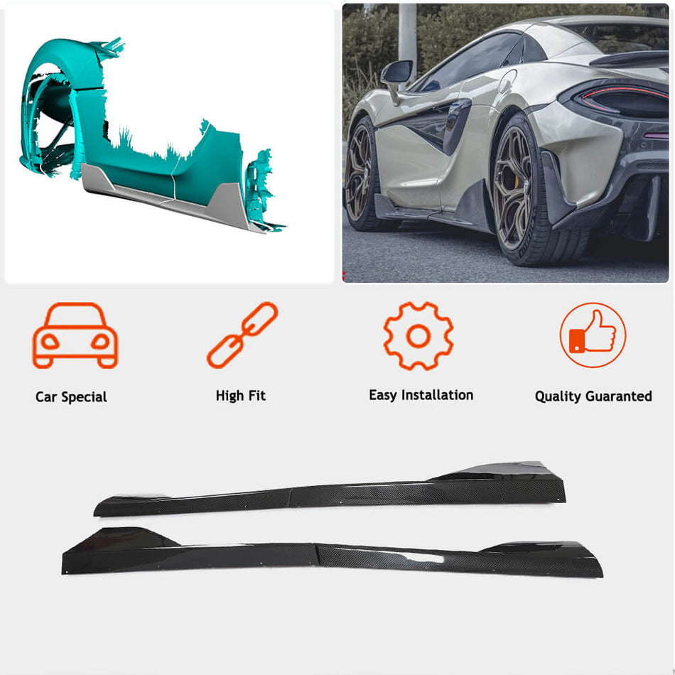 For McLaren 540C 570S 570GT Dry Carbon Fiber Side Skirts Splitter Extension Lip Wide Body Kits