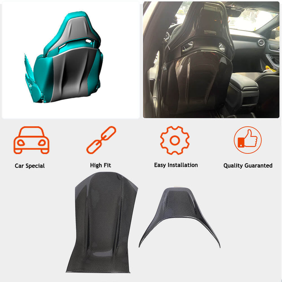 For Mercedes Benz A35 A45 C43 C63 AMG S CLA35 GLA45 AMG Dry Carbon Fiber Seat Back Covers