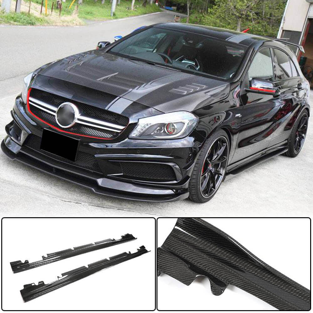 Mercedes Benz A Class W176 A45 Carbon Fiber Side Skirts Extension Lip