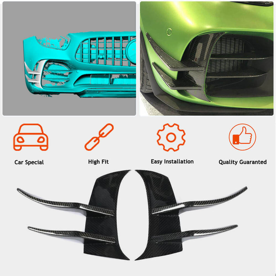 For Mercedes Benz AMG GT R Dry Carbon Fiber Front Bumper Air Fender Vent Fins Aero Kits