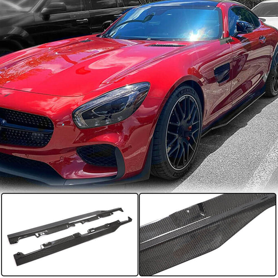 For Mercedes Benz AMG GT/GT S Pre-facelift Carbon Fiber Side Skirts Door Rocker Panels Extension Lip