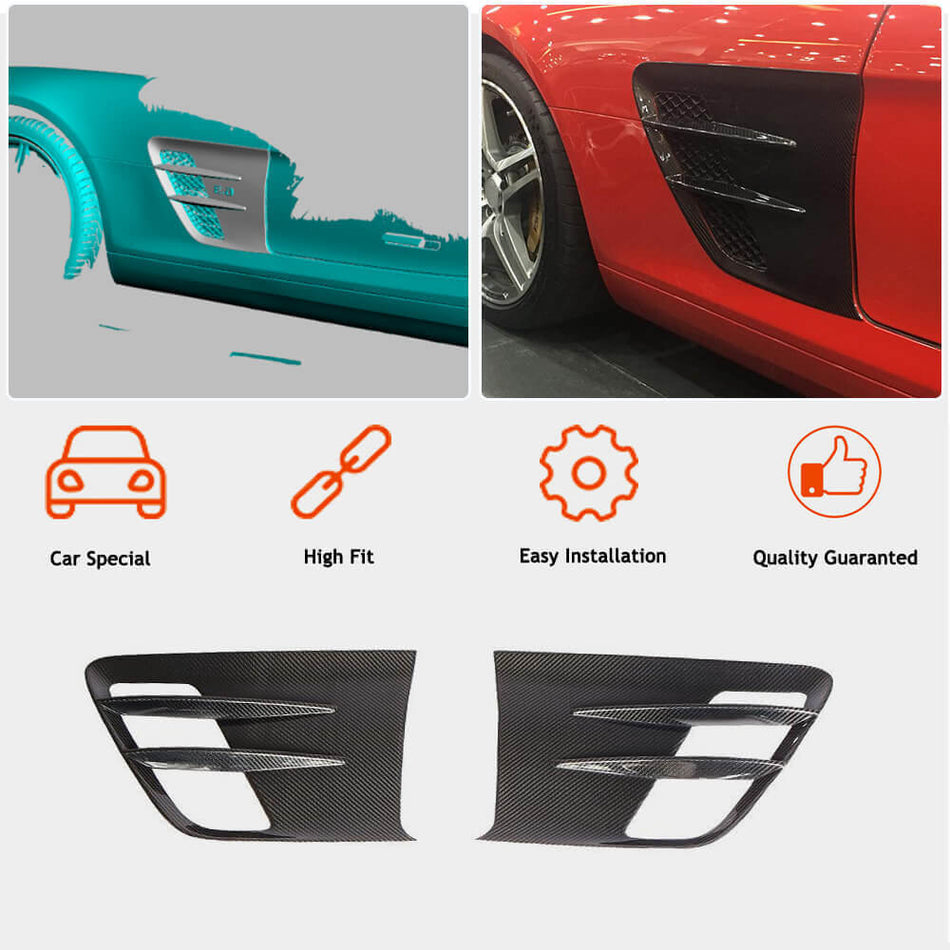 For Mercedes Benz C197 SLS AMG Coupe Dry Carbon Fiber Side Air Fender Vent Aero Kit Cover