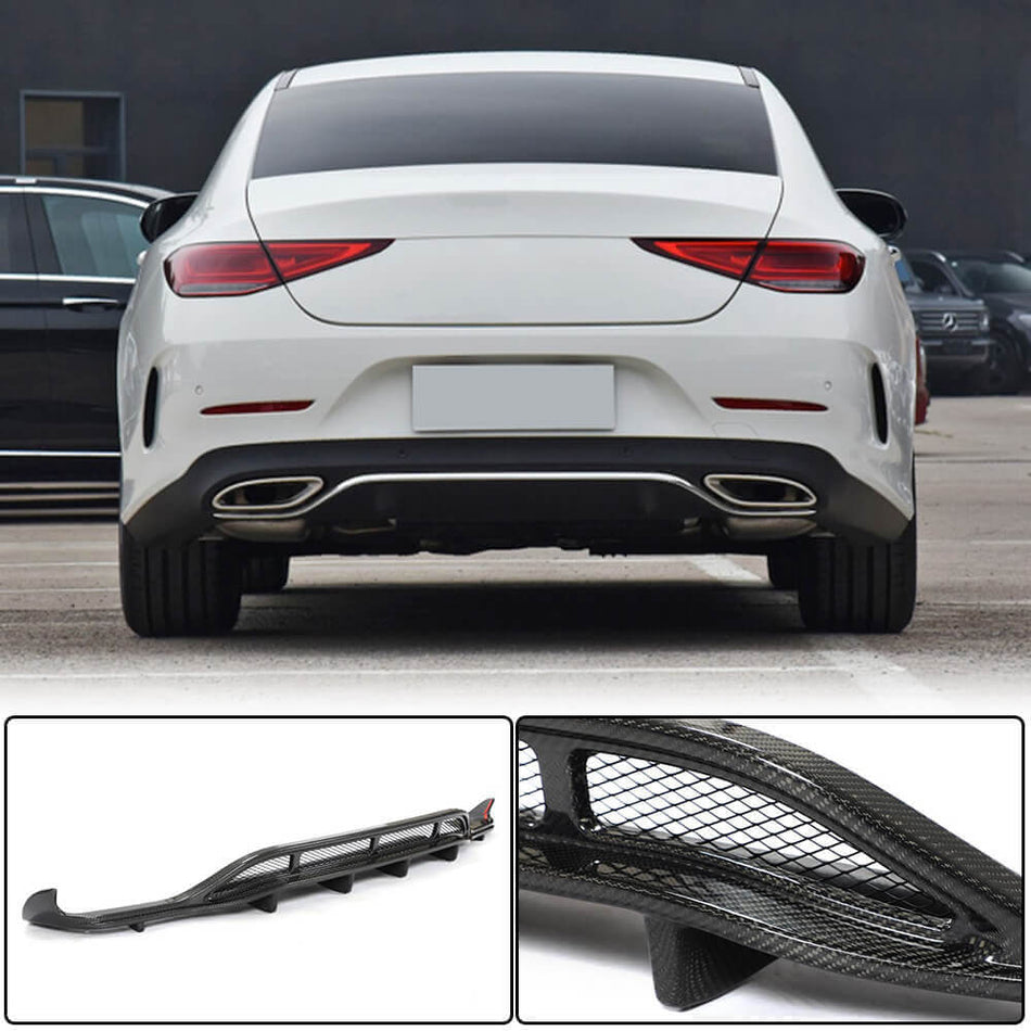 For Mercedes Benz CLS Class C257 Sport Carbon Fiber Rear Bumper Diffuser Lip