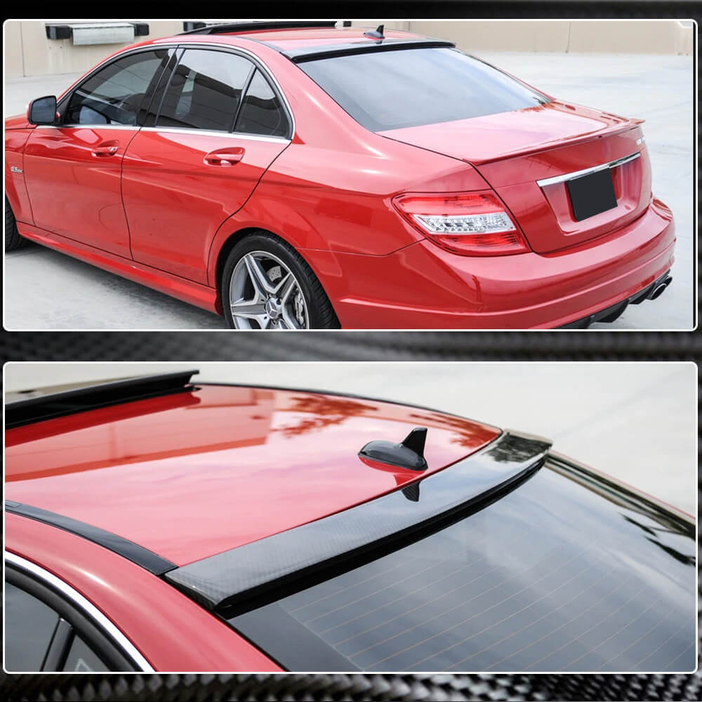 Mercedes Benz W204 Carbon Fiber Rear Roof Spoiler | Window Wing & Lip ...