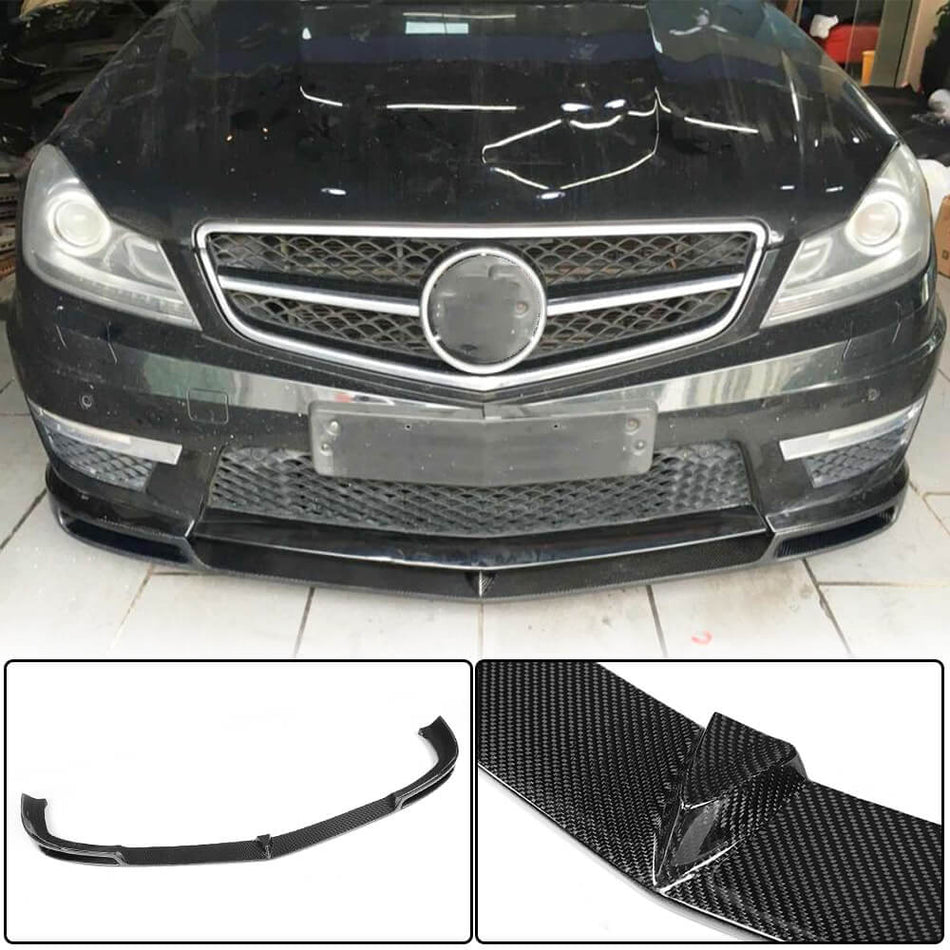 For Mercedes Benz C Class W204 C204 C63 AMG Facelift Carbon Fiber Front Bumper Lip Spoiler Wide Body Kit