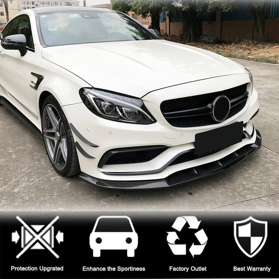 For Mercedes Benz W205 C63 (S) AMG Pre-facelift Carbon Fiber Front Bumper Lip Spoiler Wide Body Kit