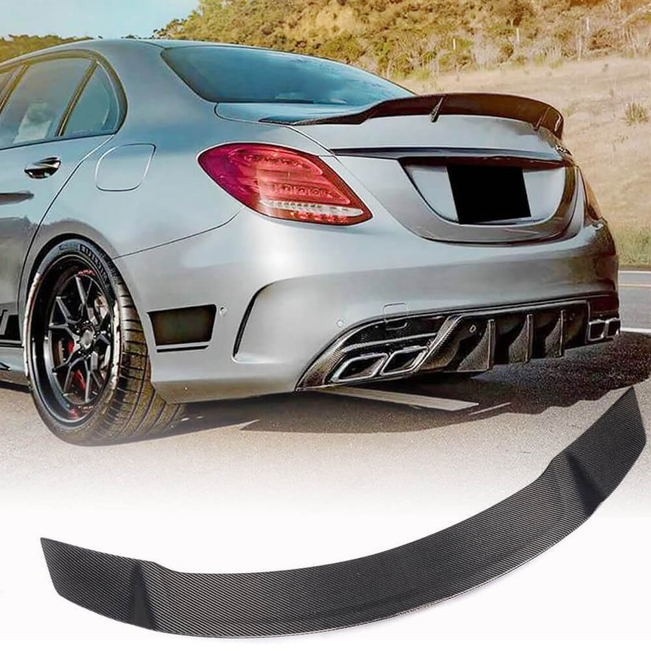 For Mercedes Benz C Class W205 Carbon Fiber Rear Trunk Spoiler Boot Wing Lip | C180 C200 C250 C300 C350 C400 C450 C63 S AMG
