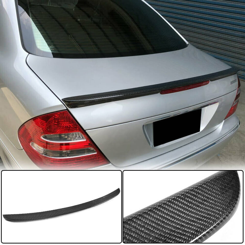 For Mercedes Benz E Class W211 Carbon Fiber Rear Trunk Spoiler Boot Wing Lip | E300 E350 E430 E500 E550 E55 E63 AMG