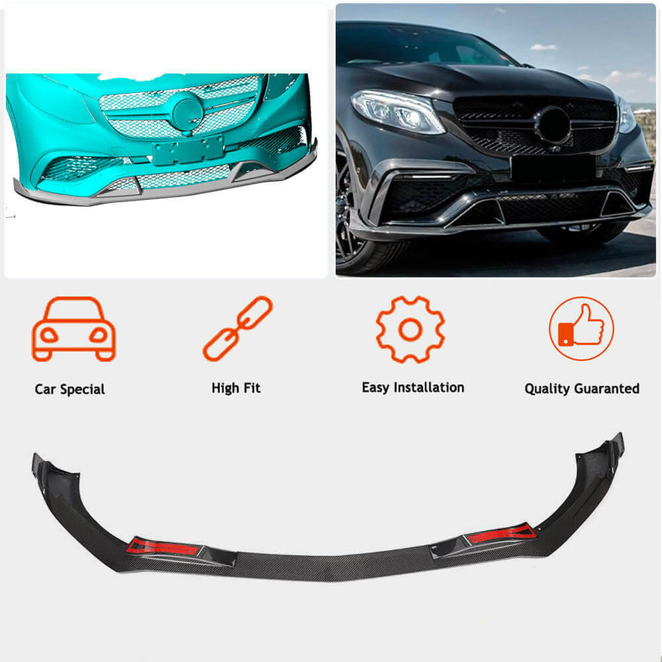 For Mercedes Benz GLE Class C292 GLE63 AMG Carbon Fiber Front Bumper Lip Spoiler Aero Body Kit