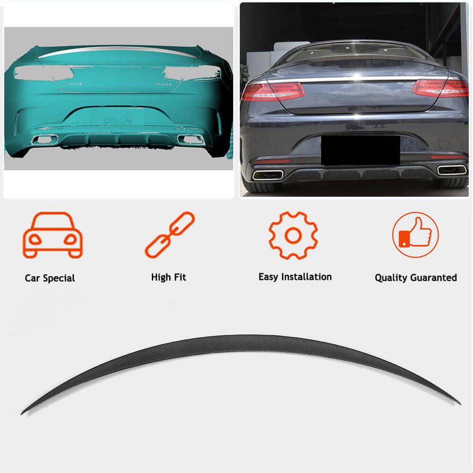For Mercedes Benz S Class W217 C217 S63 S65 AMG Coupe Carbon Fiber Rear Trunk Spoiler Boot Wing Lip