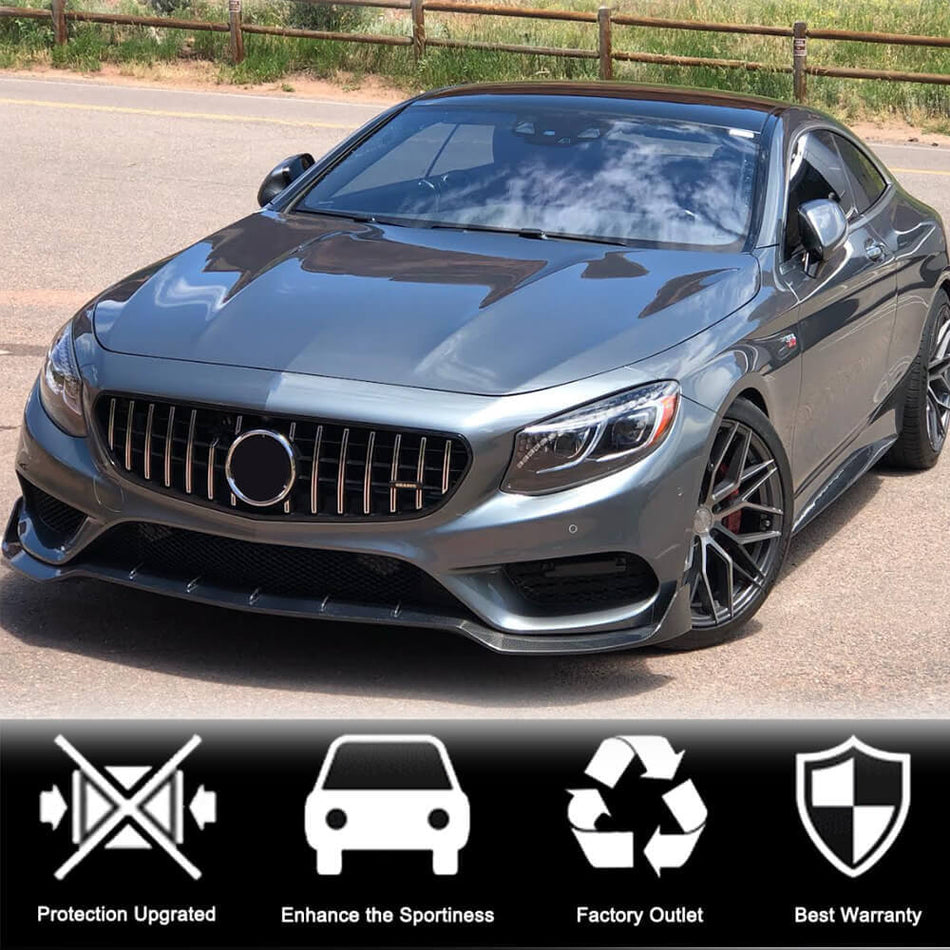 For Mercedes Benz S Class (W217) C217 S500 S550 Sport Pre-facelift Carbon Fiber Front Bumper Lip Chin Spoiler