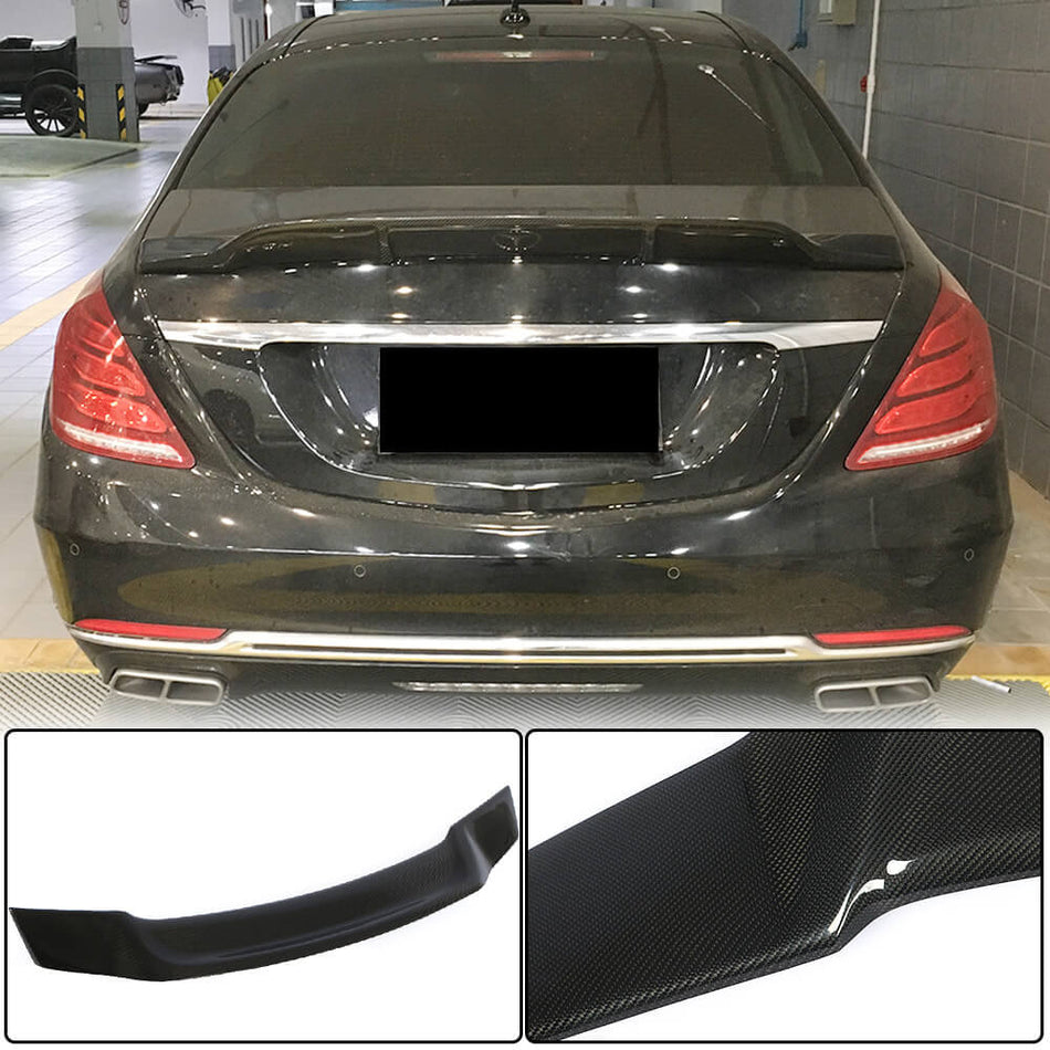 For Mercedes Benz S Class W222 Carbon Fiber Rear Trunk Spoiler Boot Wing Lip | S400 S450 S500 S550 S560 S600 S63 S65 AMG