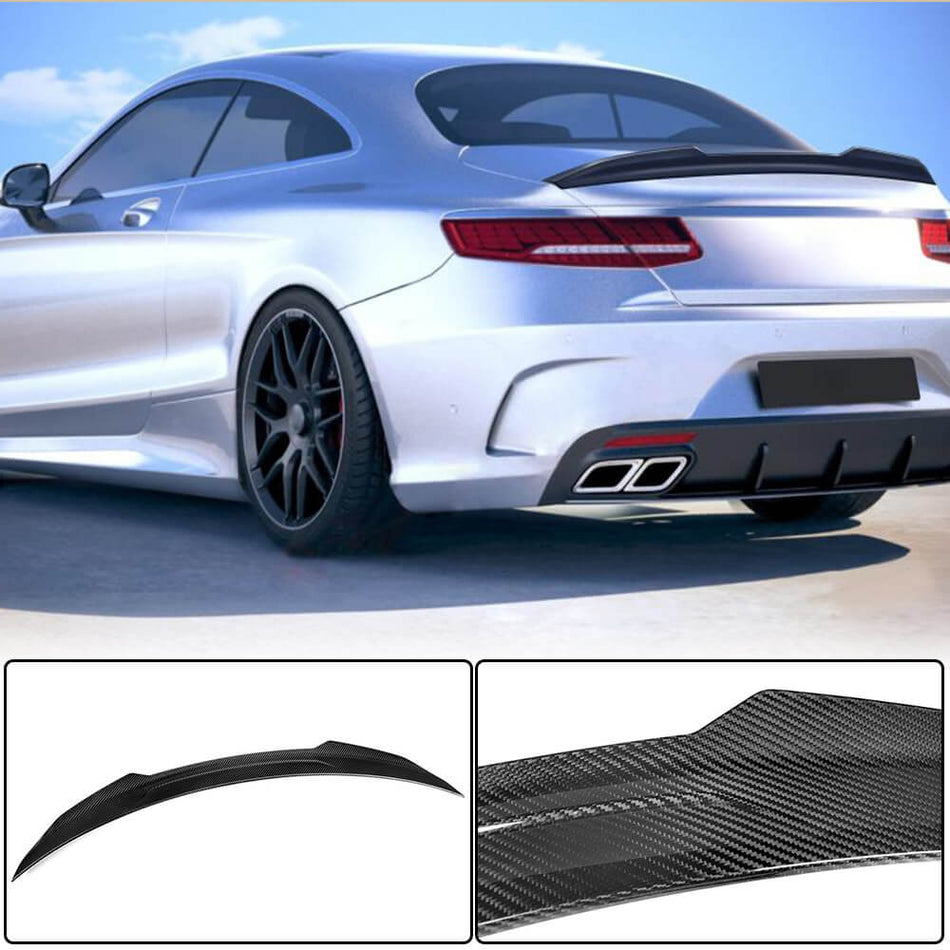 For Mercedes Benz S Class (W217) C217 Coupe Dry Carbon Fiber Rear Trunk Spoiler Boot Wing Lip | S500 S550 S63 S65 AMG