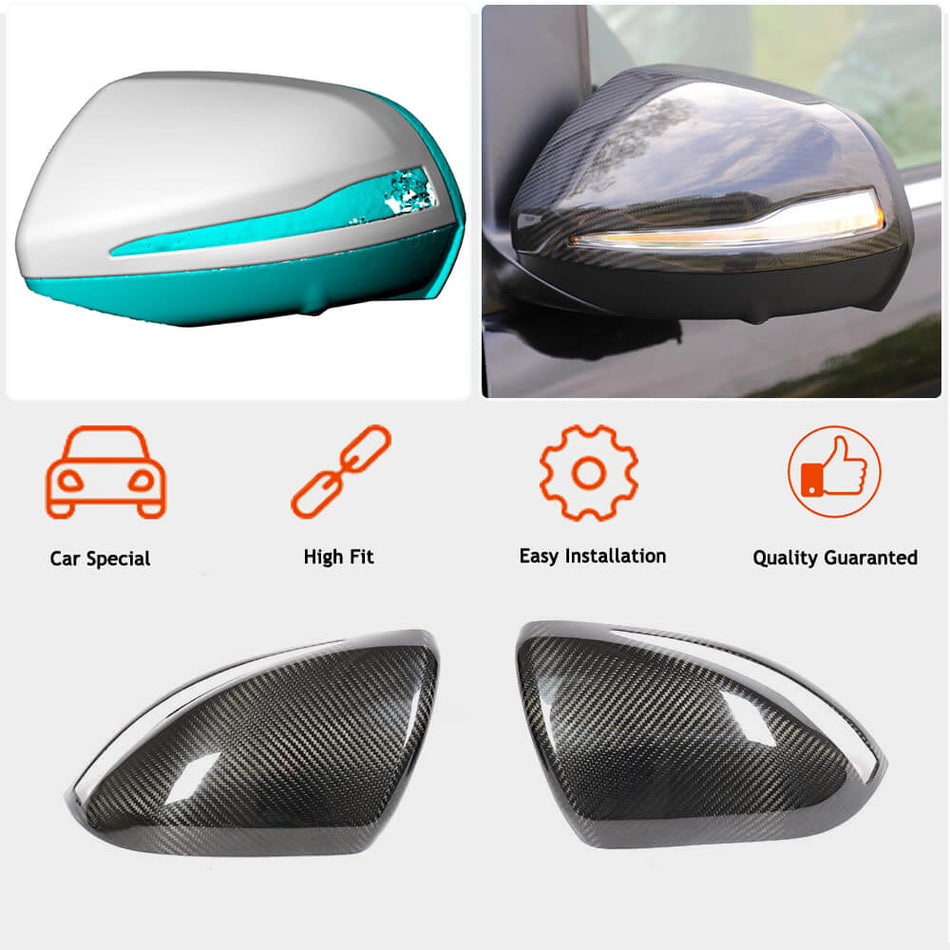 For Mercedes Benz V Class W447 2016-2019 Dry Carbon Fiber Add-on Side Mirror Cover Caps LHD Pair
