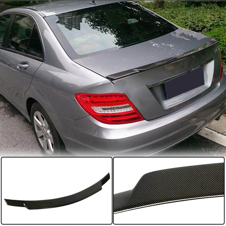 For Mercedes Benz C Class W204 Carbon Fiber Rear Trunk Spoiler Boot Wing Lip
