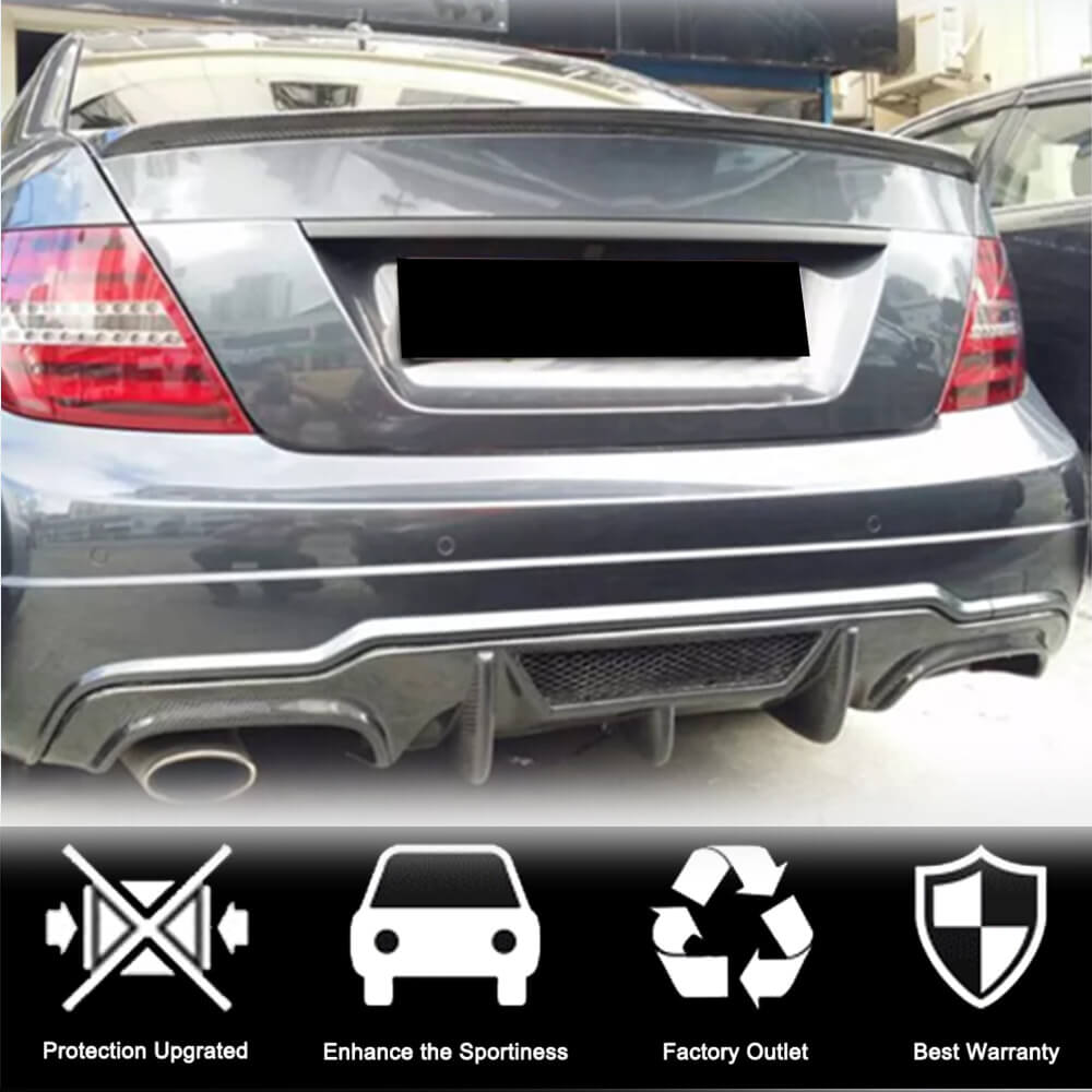 Mercedes Benz W204 C204 C63 AMG Carbon Fiber Rear Bumper Diffuser Lip