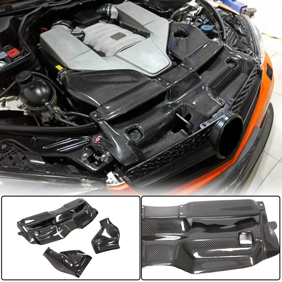 For Mercedes Benz W204 C204 C63 AMG Facelift Dry Carbon Fiber Cold Air Intake Kit System Cover