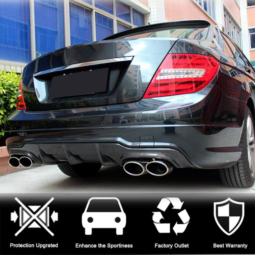 Mercedes Benz W204 C300 C63 AMG Carbon Fiber Rear Bumper Diffuser Lip