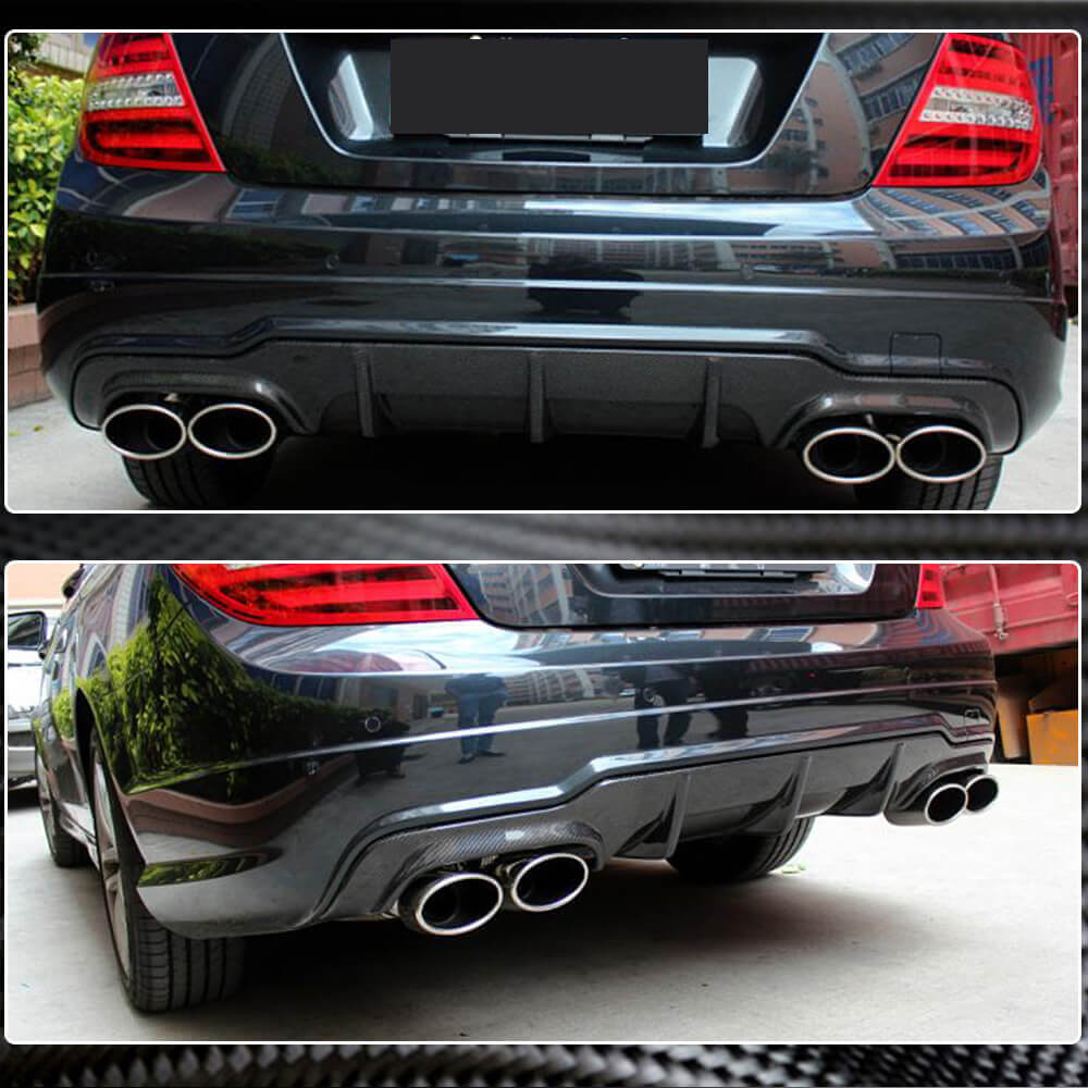 W204 Rear Mercedes Benz W204 C300 C63 AMG Carbon Fiber Rear Bumper Diffuser Lip