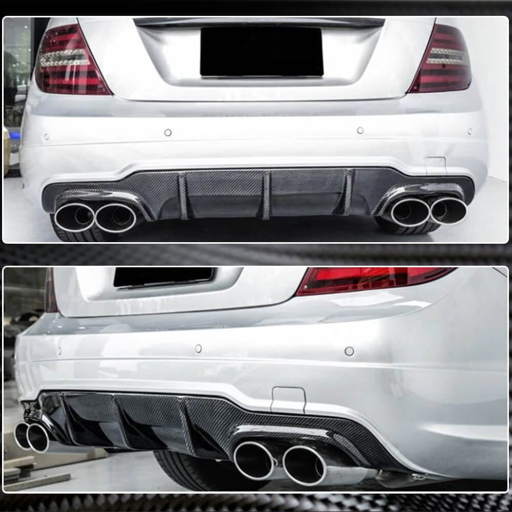 Mercedes Benz W204 C300 C63 AMG Carbon Fiber Rear Bumper Diffuser Lip